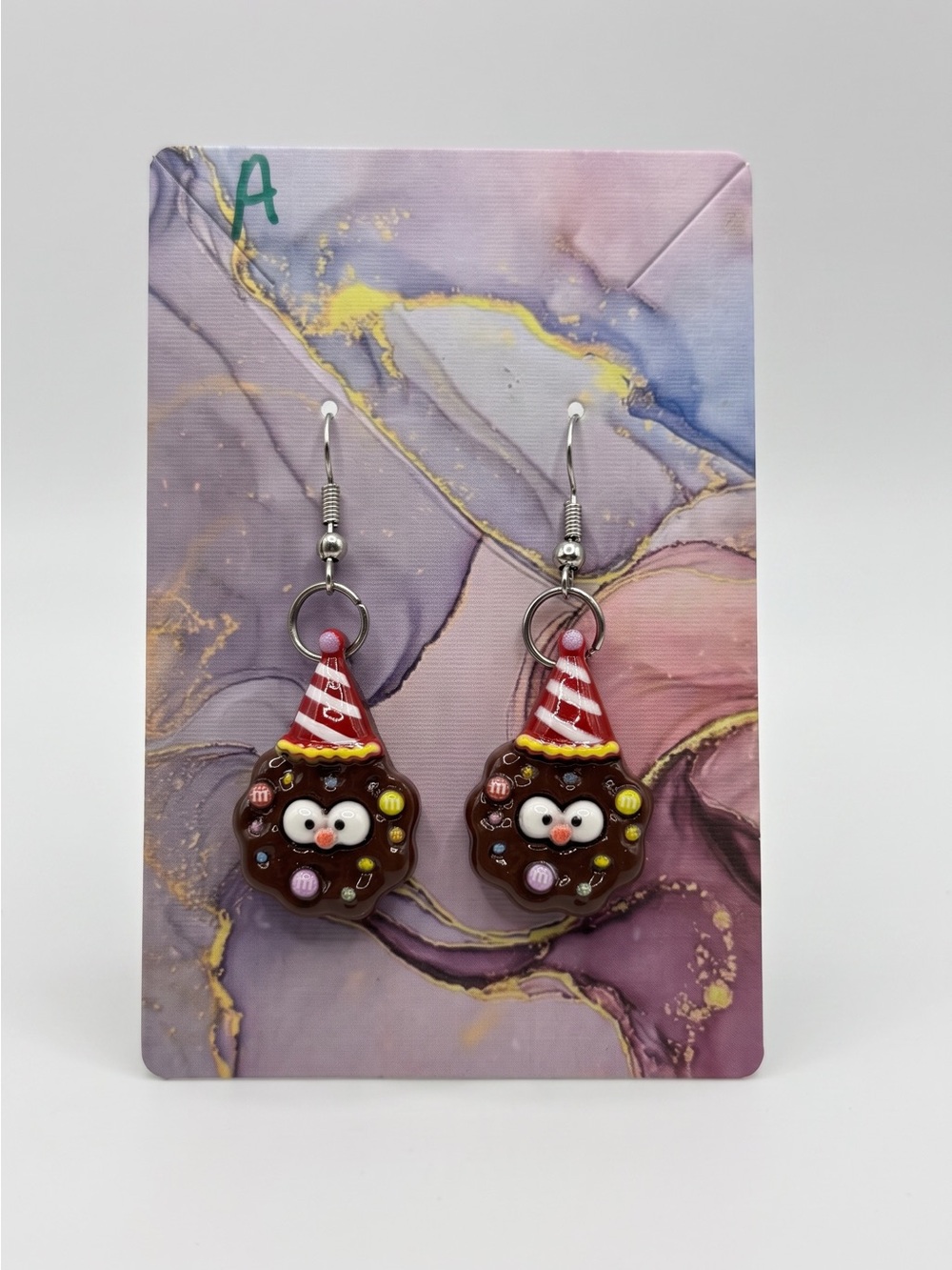 NWOT Chocolate Candy Party Hat Dangle Earrings Kawaii Novelty